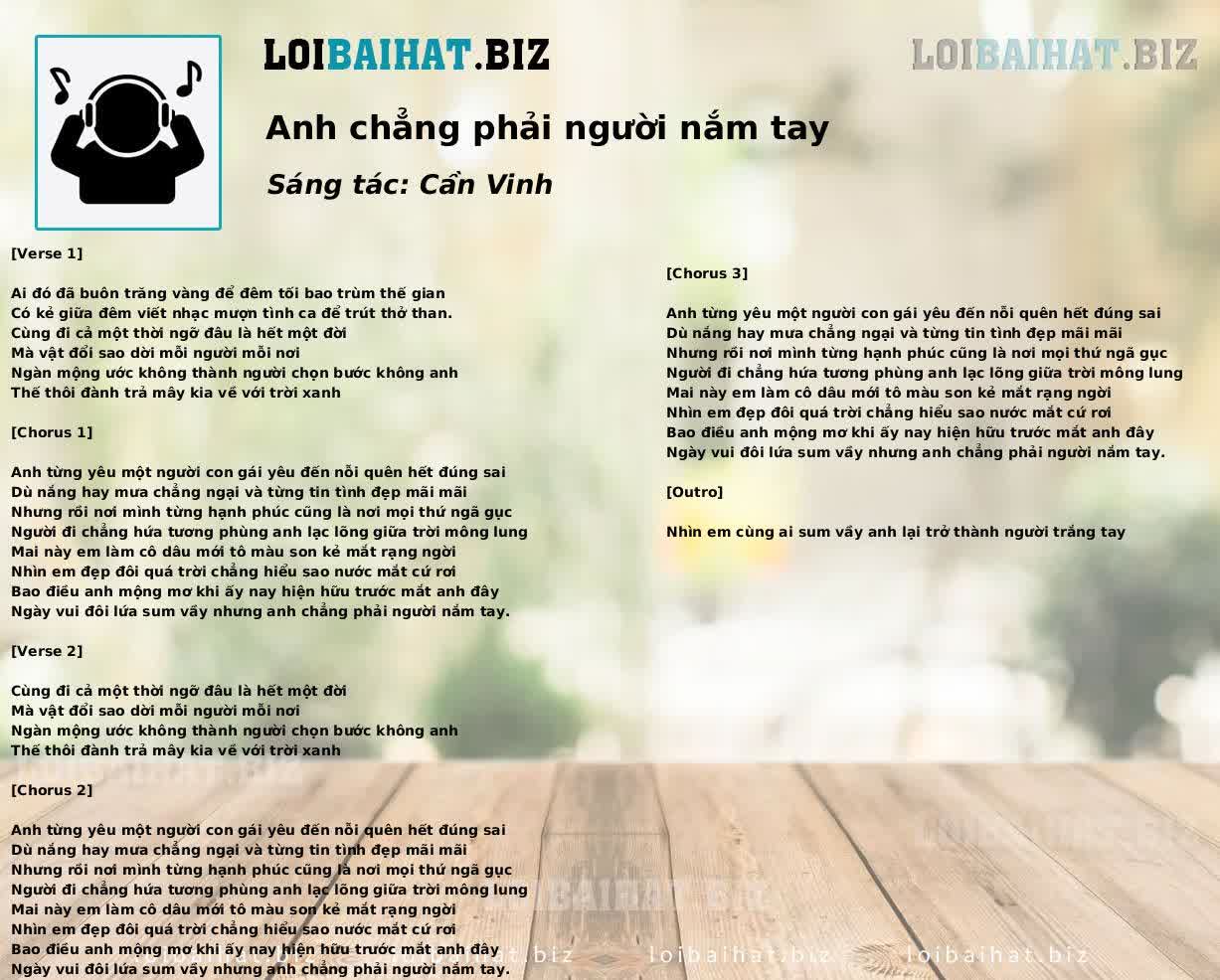 Anh chẳng phải người nắm tay