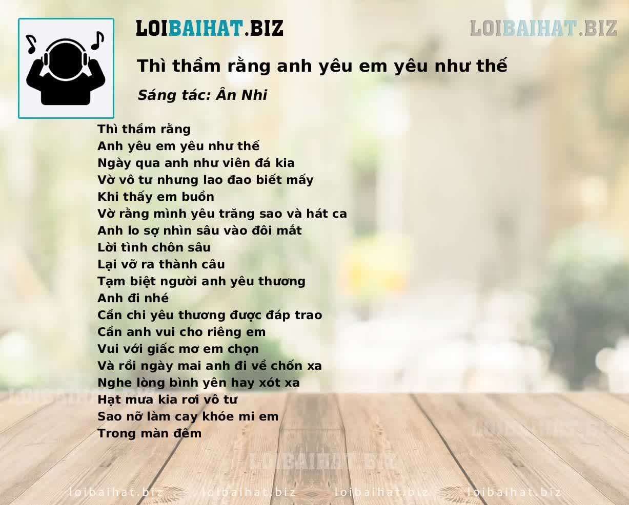 Thì thầm rằng anh yêu em yêu như thế