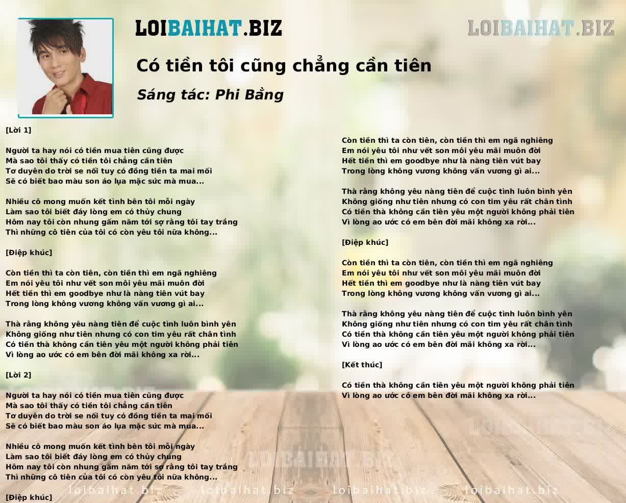 Có tiền tôi cũng chẳng cần tiên