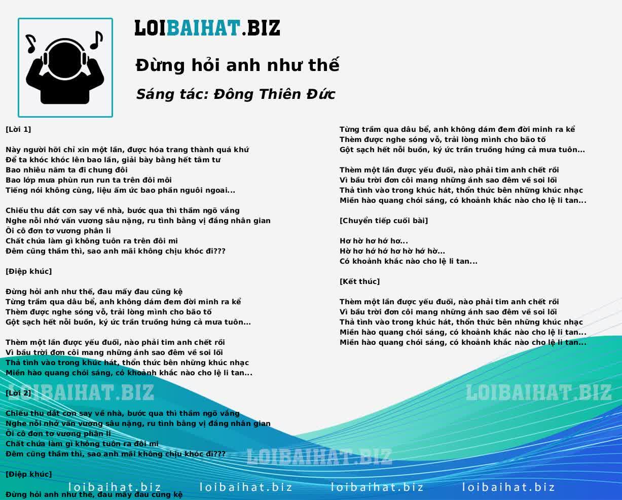 Đừng hỏi anh như thế