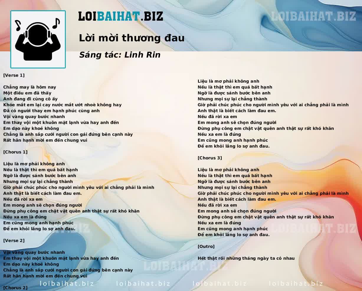 Lời mời thương đau